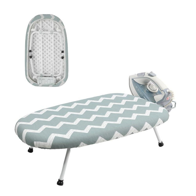 Mini Ironing Board Tabletop Ironing Board Compact Foldable Iron Board Thick Steel Tube with Heat Resistant Covers, Iron Rest for Dorms, Apartment and Travel,Gift for Women(Blue Wave)