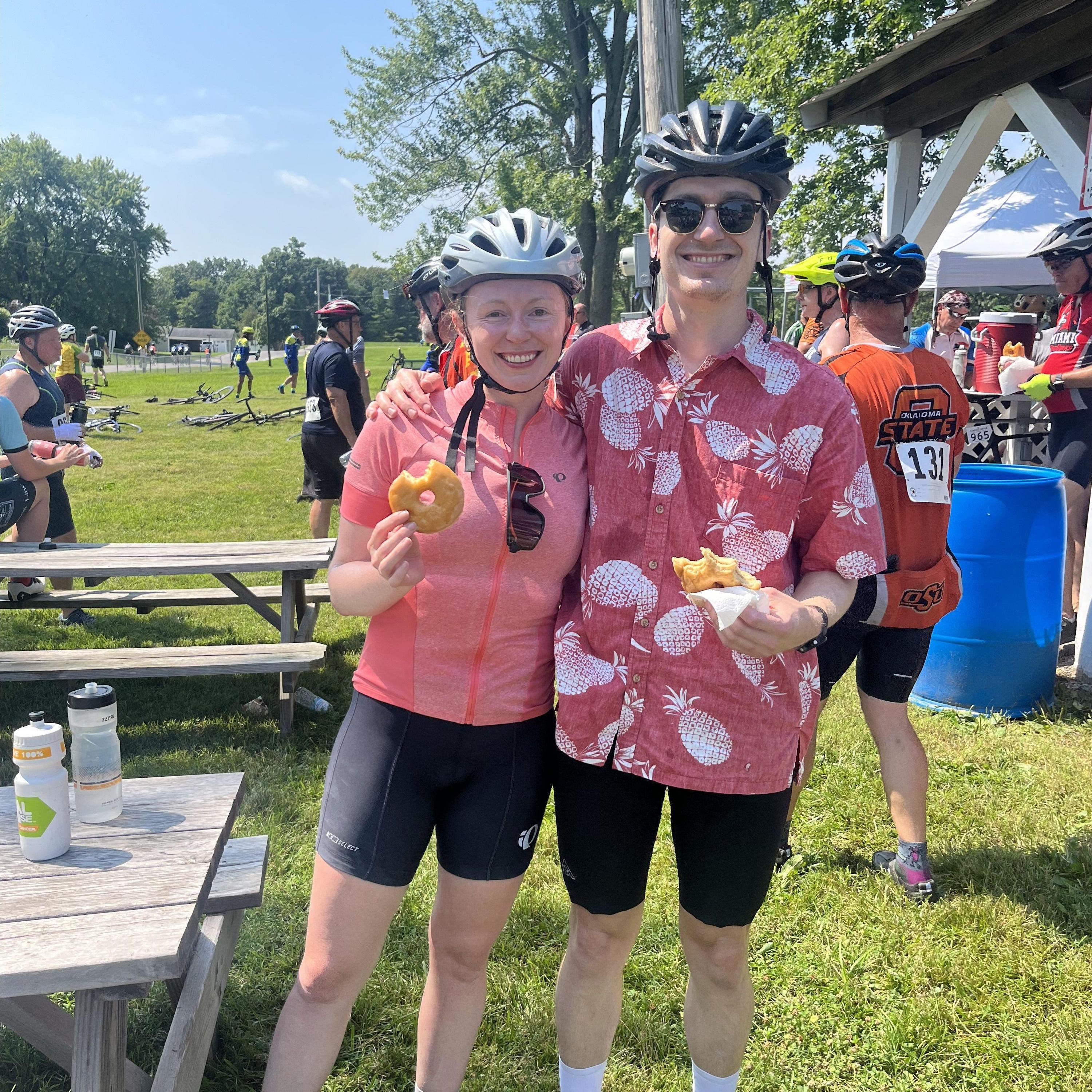 Our first time doing the "Tour de Donut" bike ride- each donut counts for 5 minutes off your time!