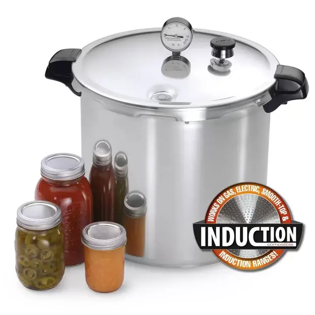 23-Quart Induction Compatible Pressure Canner with stainless steel-clad base