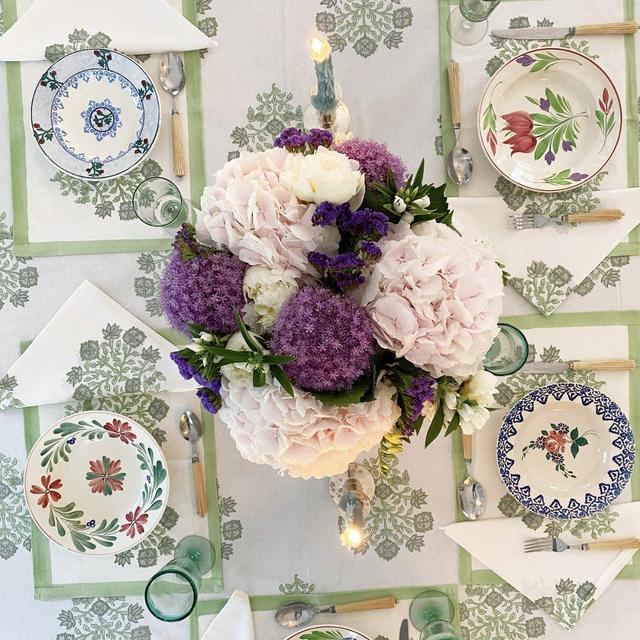Celadon Poppy Tablecloth