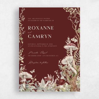Maroon, Red Wedding Invitation - Eden Portrait