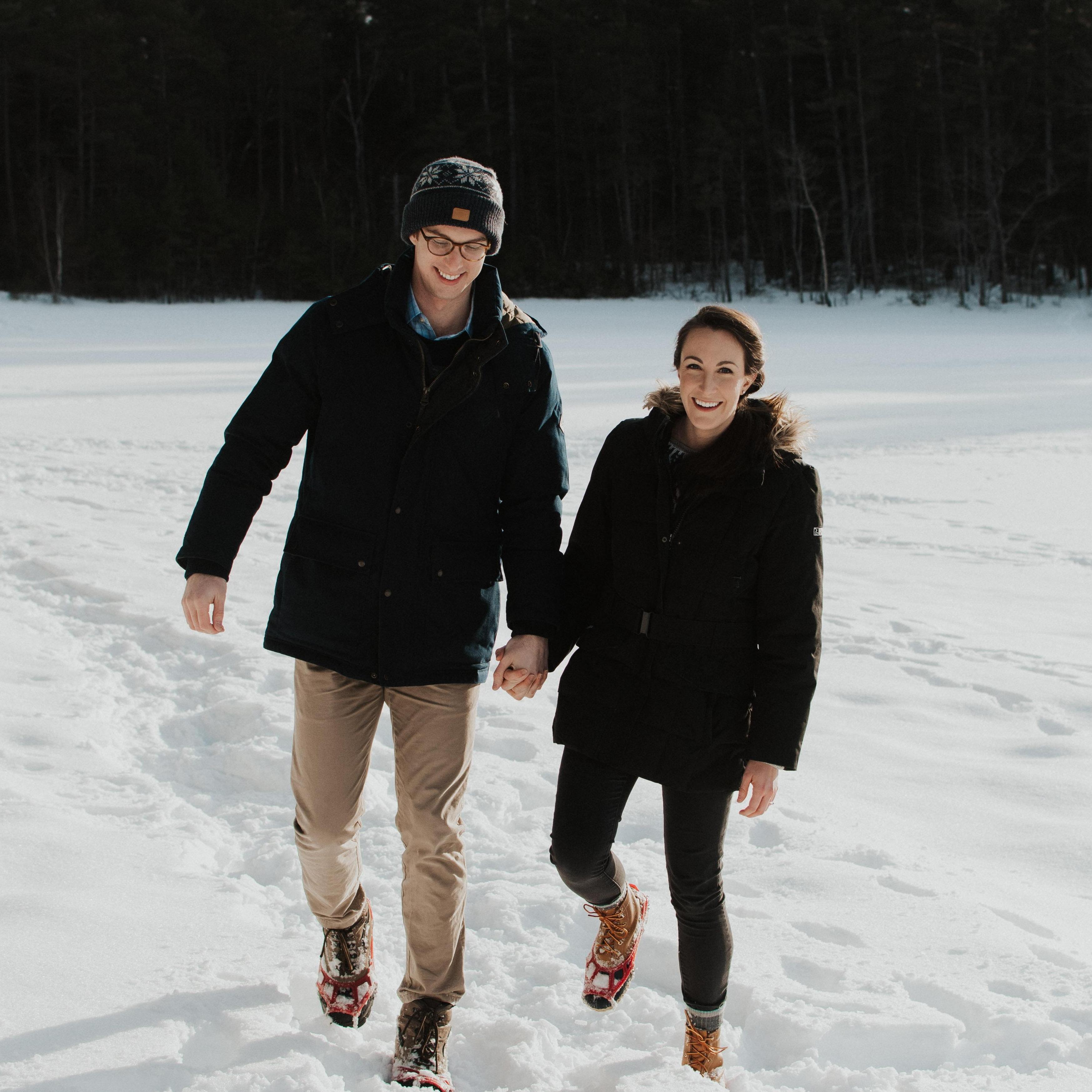 Our wedding photographer, Becca Moot, took some great photos of us on a New Hampshire lake this winter.