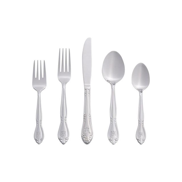 Riverridge Rose 46 Piece Monogrammed Flatware Set - H, Service for 8