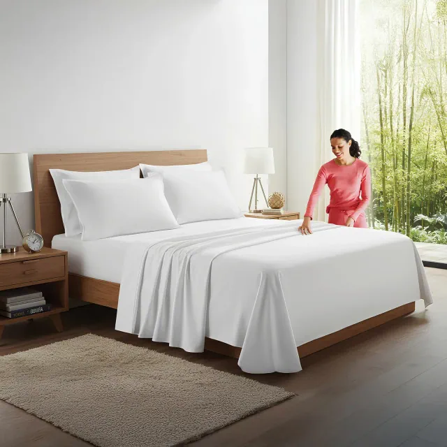 Kickoff Viscose Bamboo Sheets King Size 4-pc Organic Bamboo Viscose Bed Cooling Sheets King Size Set Flat, Fitted, Pillowcases