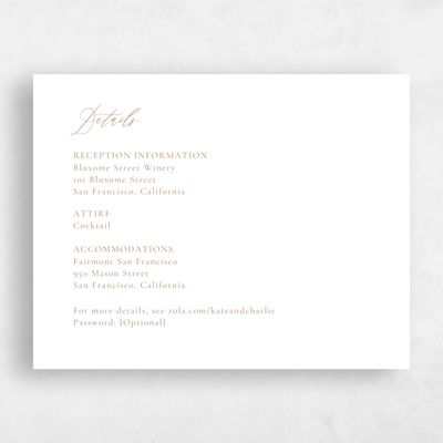 Metallic Bronze, Brown Wedding Enclosure - Violin Letterpress