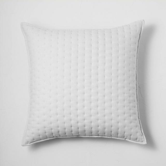 Euro Cashmere Blend Quilted Pillow Light Gray - Casaluna™