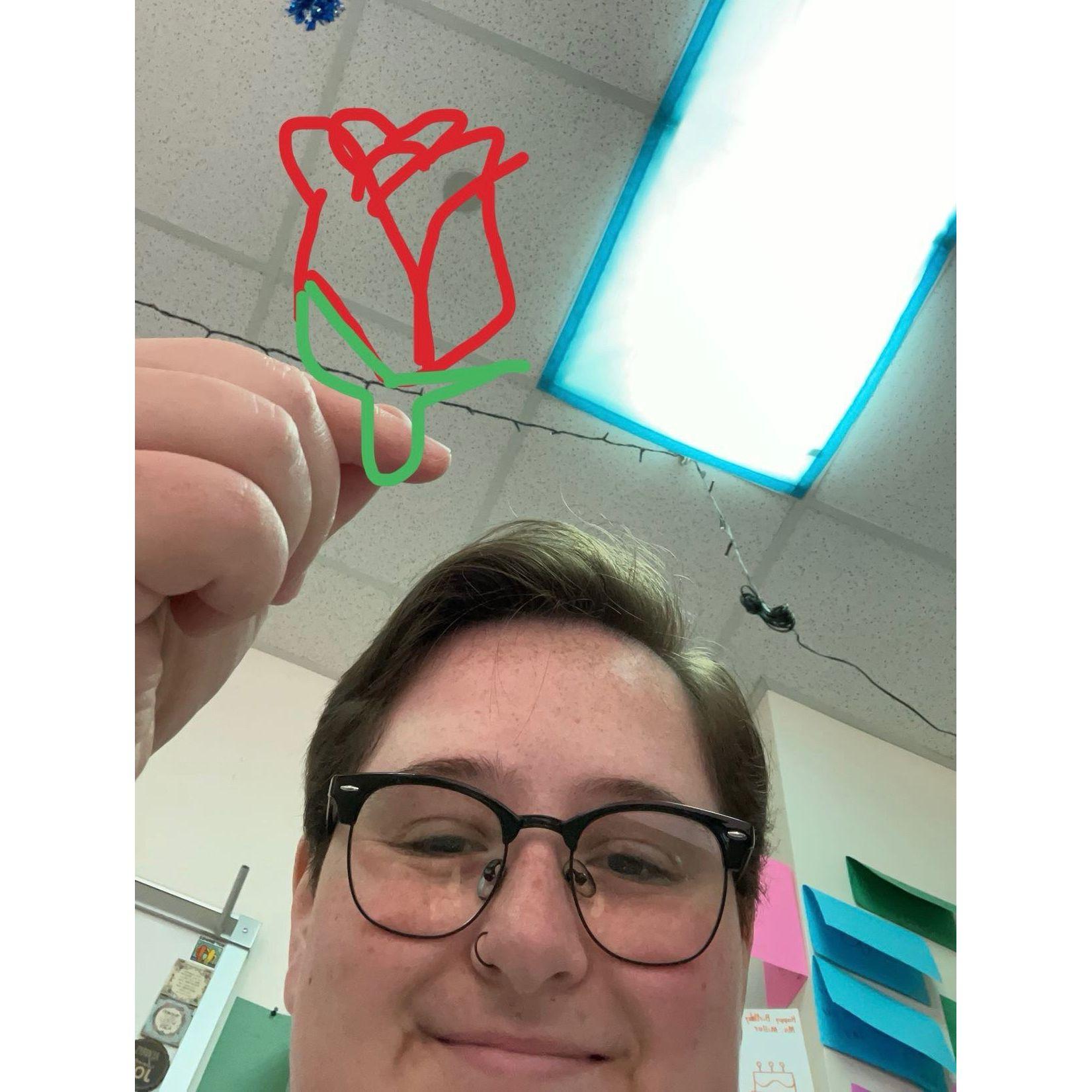 A little rose I drew for Carissa on my lunch break- Kelly