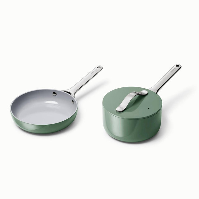 Caraway Home 4pc Mini Fry Pan and Sauce Pan Set Sage
