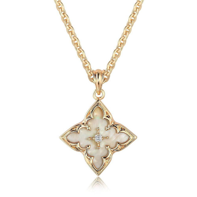 Fettero Gold Clover Necklace for Women Dainty 14K Gold Plated CZ Pendant Necklace Adjustable Chain Choker Charm Colorful Clover Pendant Lucky Necklaces for Women Jewelry