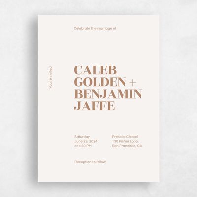Light Oatmeal, Beige Wedding Invitation - Melvine Portrait