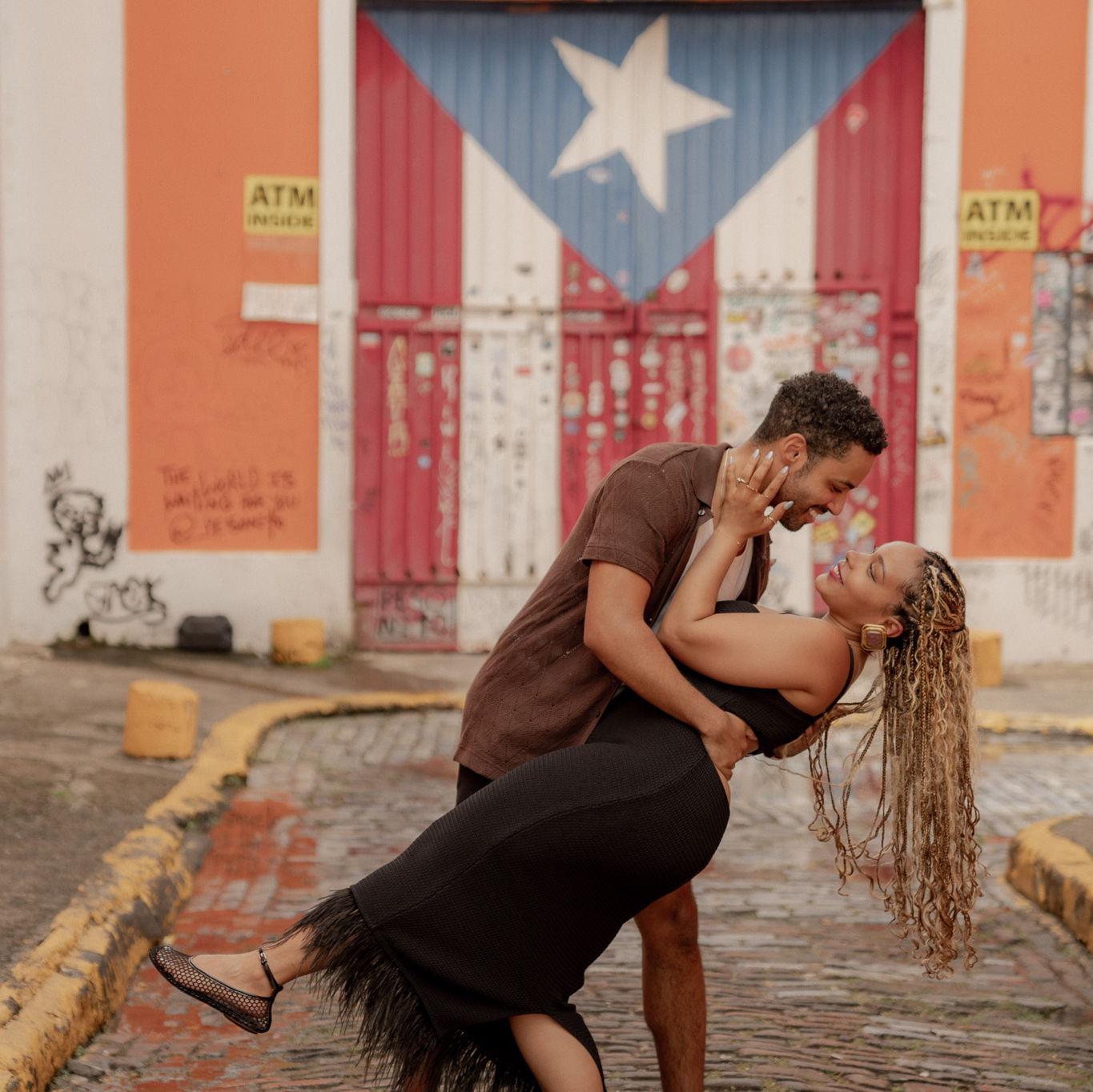 Puerto Rico photoshoot fun moment. He's strong! lol