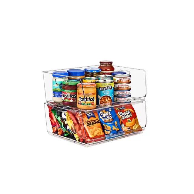 Sorbus 2 Pack Large Open Front Clear Stackable Fridge Storage Bins - Great for Kitchen Organization, Pantry Storage and more