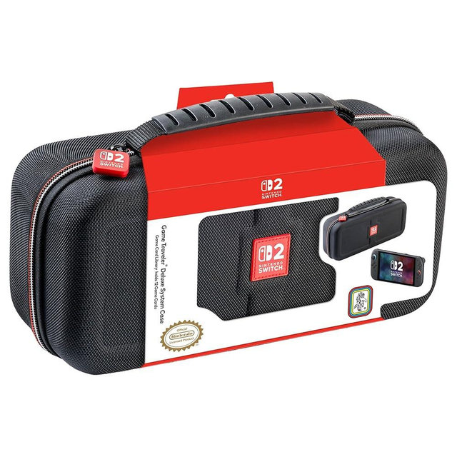 Game Traveler Nintendo Switch 2, OLED & Switch Systems Deluxe Deep Black Hard Shell Case - Holds 12 Game Cards & 4 microSD Cards