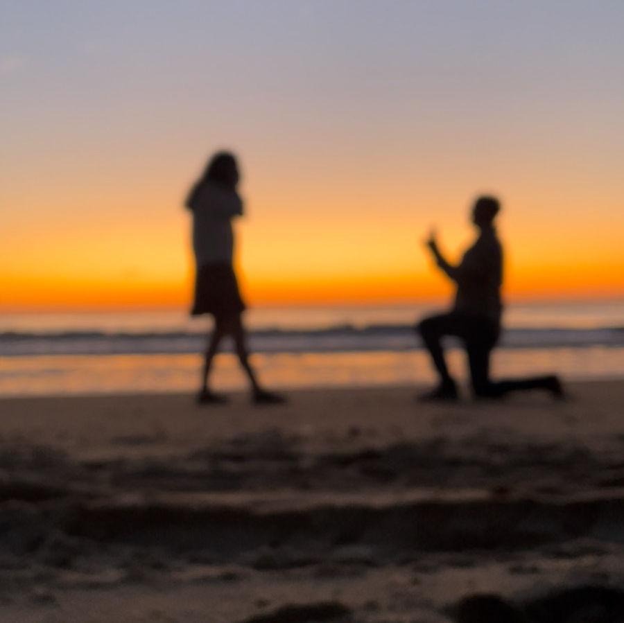 Proposal on the beach in Ocean City at sunrise, on Oct. 5th