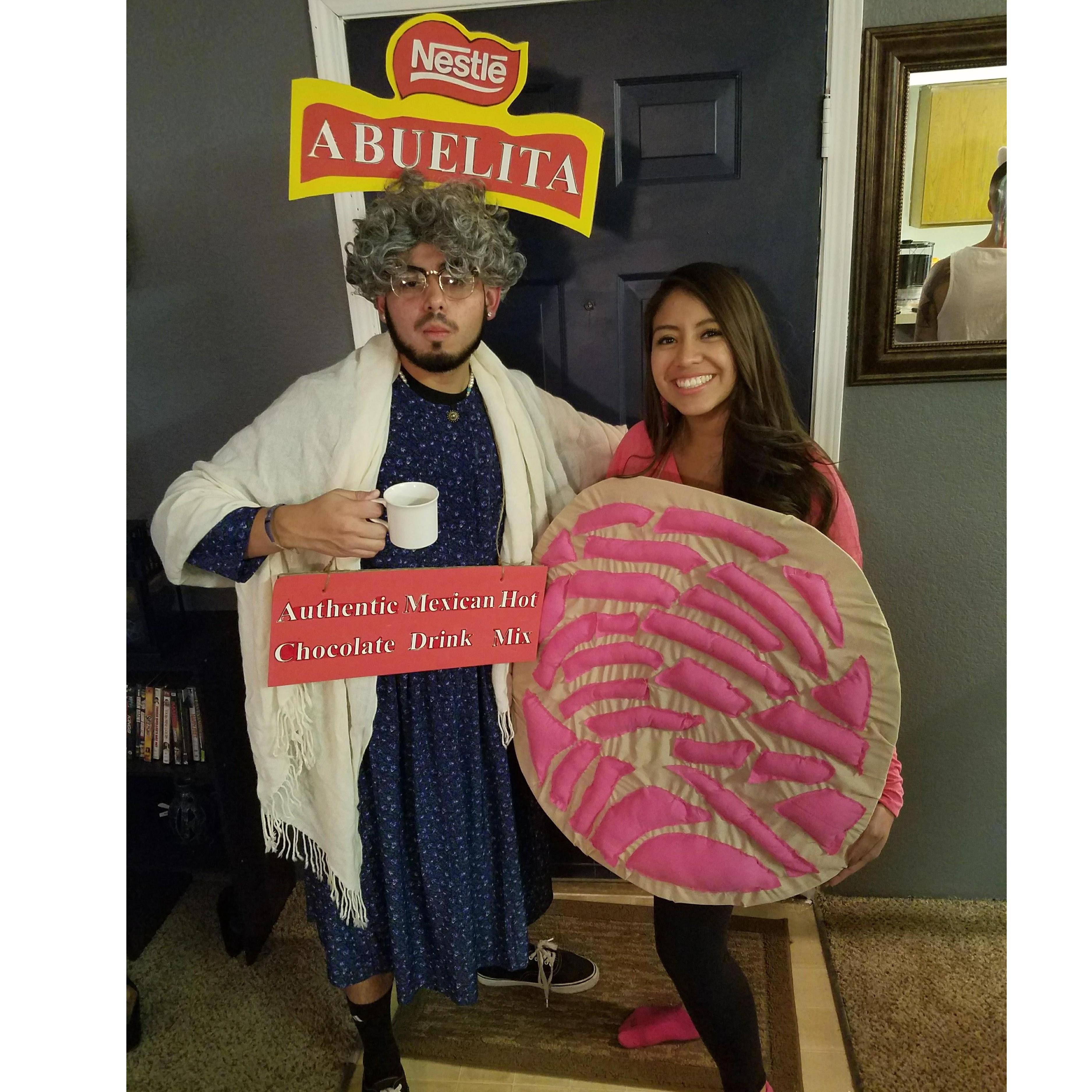 Joe's favorite Halloween Costume Chocolate Abuelita and Concha
