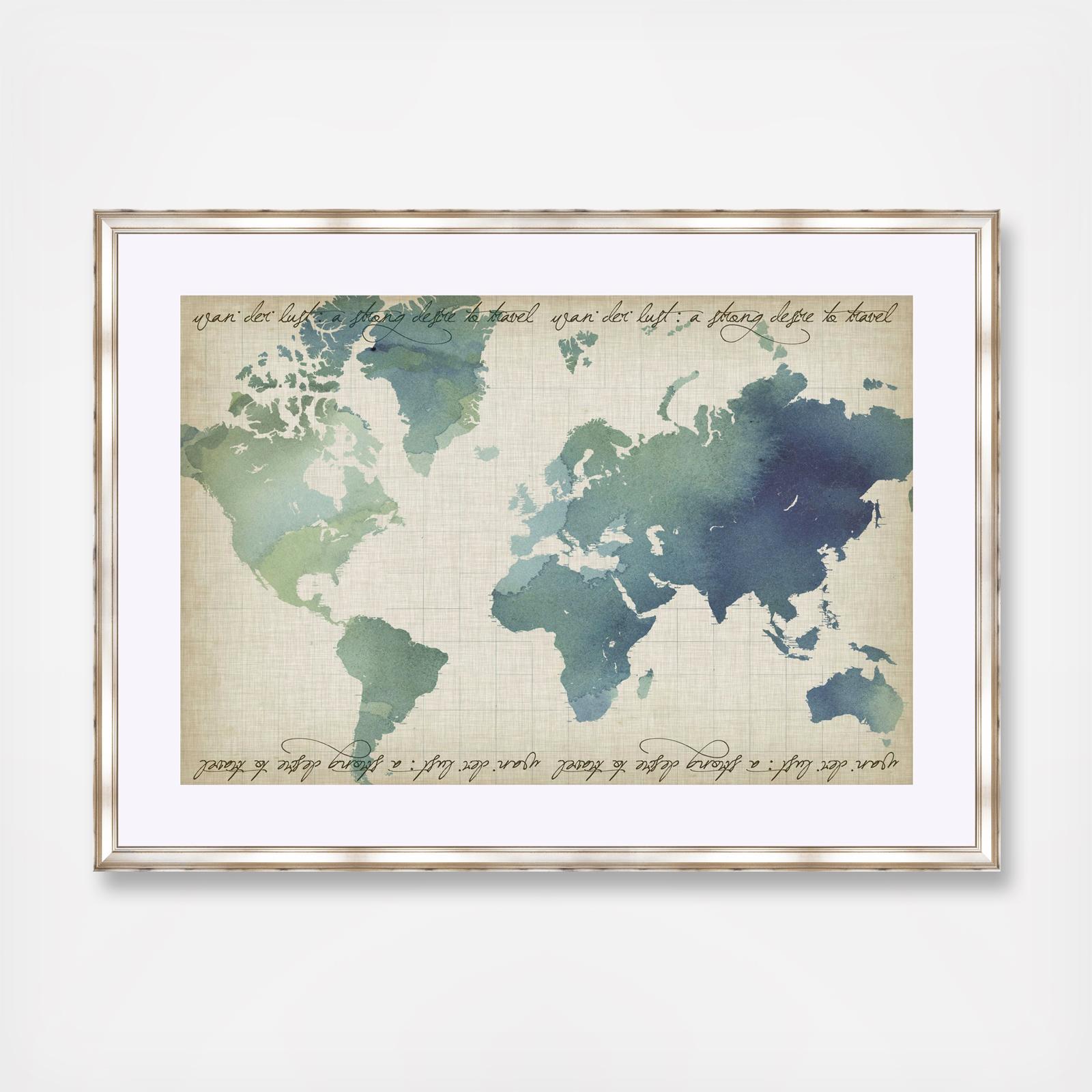 Nw Art Watercolor World Map Framed Wall Art Zola