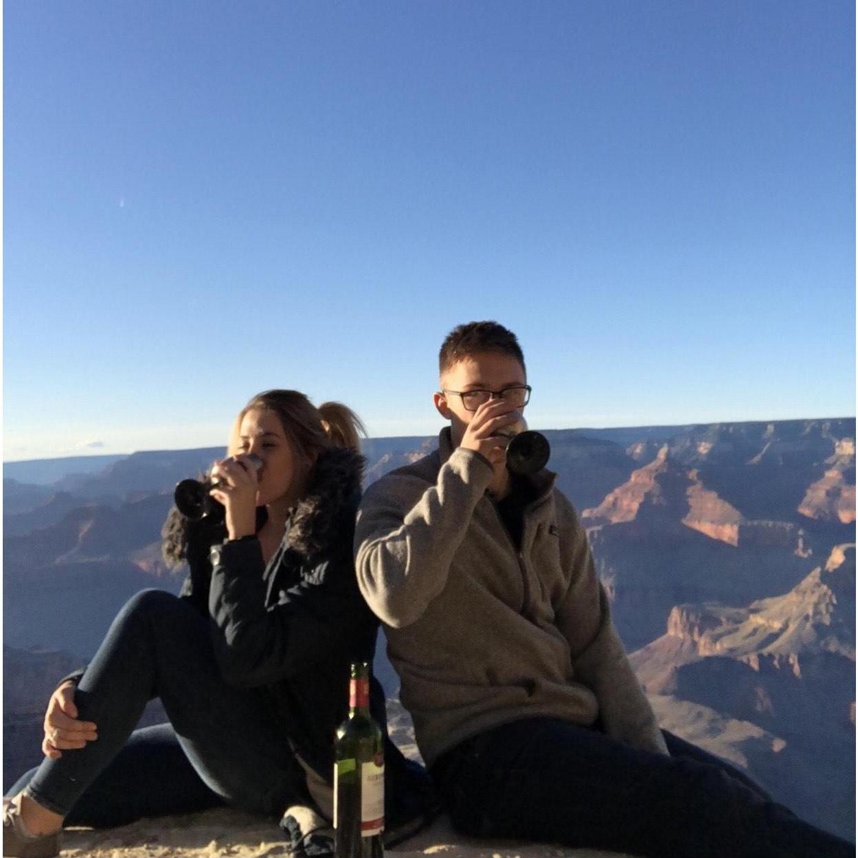 Drinking wine at the edge of the Grand Canyon, right before sunset. Danielle's favorite picture <3
Taken in: Grand Canyon, AZ