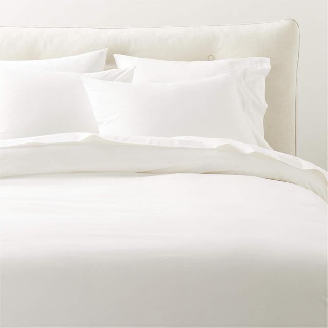 Dione Organic Cotton Washed Percale 400 Thread Count White King Duvet Cover