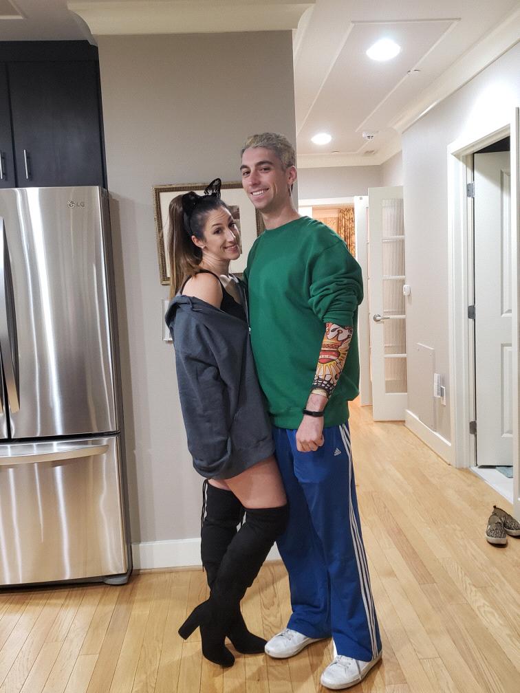 Sammiana Grande and Pete David-son for Halloween 2018. They broke up in real life a week before this, but we were already committed to the costumes. Just be glad the barber refused to bleach his hair.