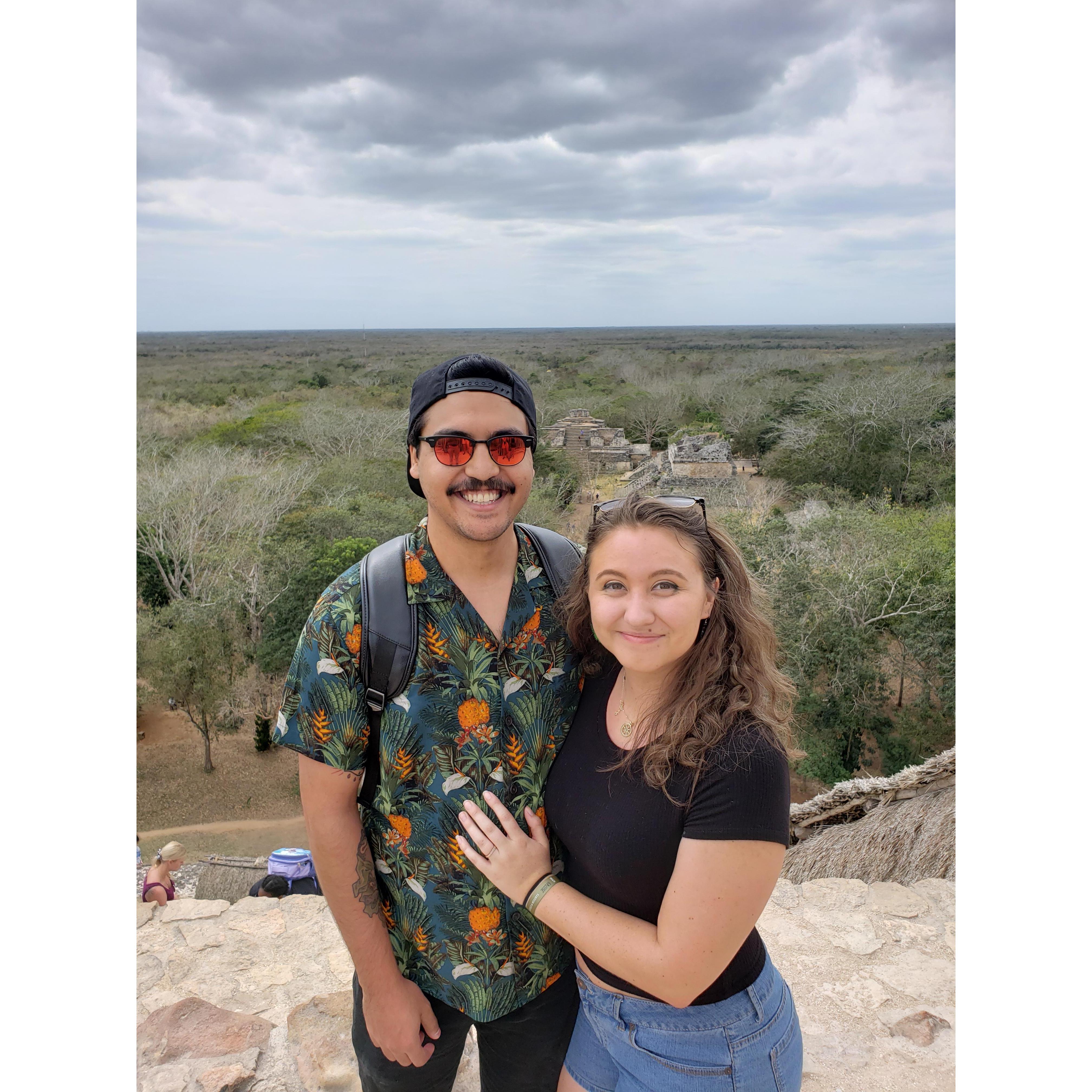 On top of Ek Balam on a trip to Mexico together <3