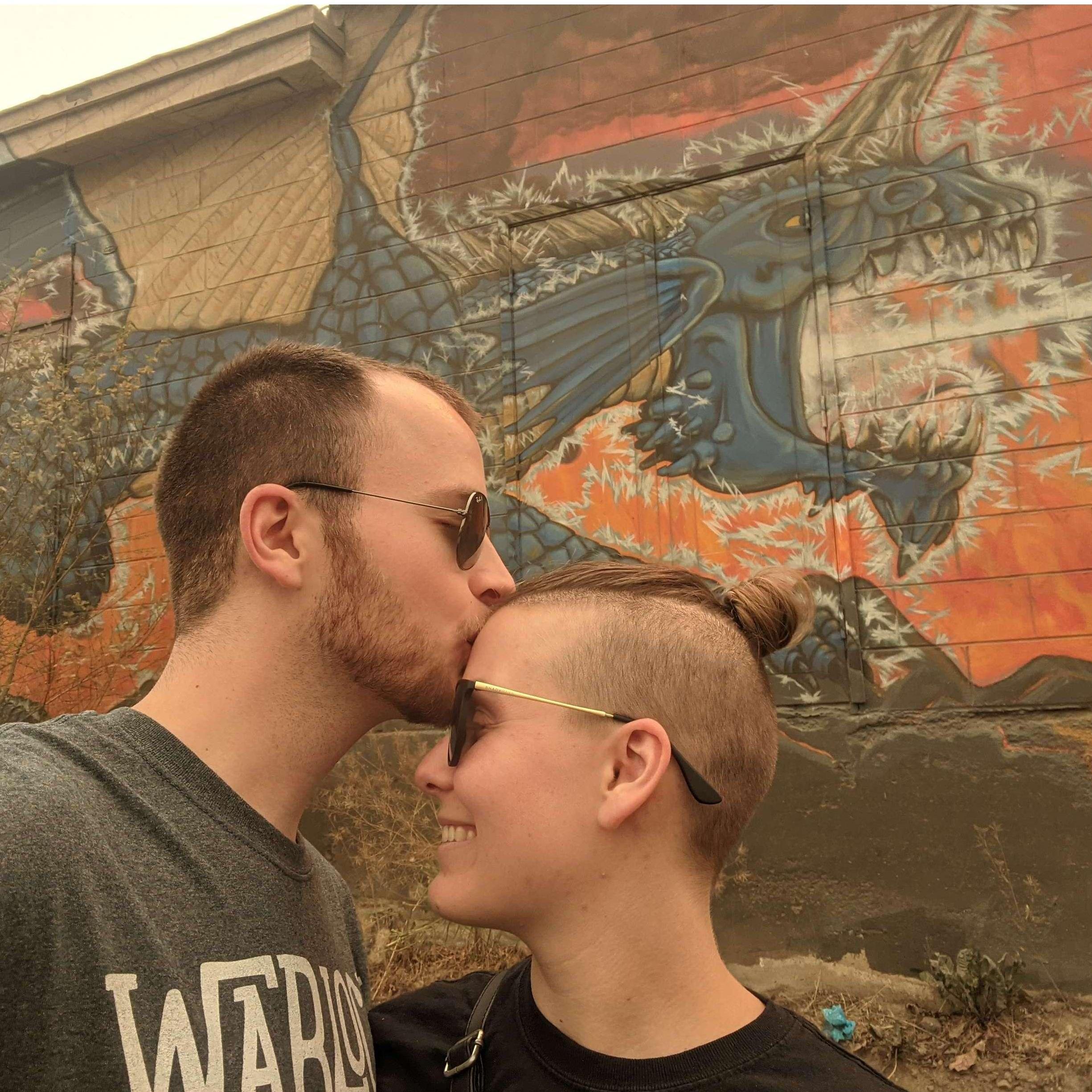 One of the first photos we ever took together! A mere days after our relationship began, you can see the haze from the Kamloops fires.