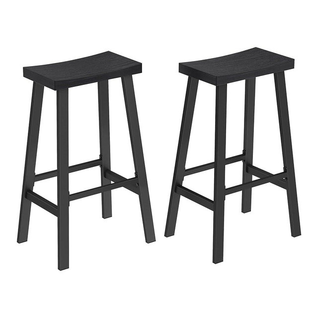 VASAGLE Bar Stools Set of 2, Counter Height Stools, Bar Chairs with Footrest, 29.1 Inches Tall Kitchen Breakfast Stools, Industrial, Living Room Party Room, Black ULBC094B56