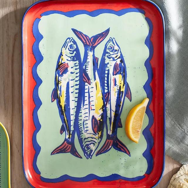 Sardines Stoneware Serving Platter, Large