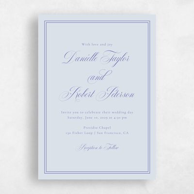 Blue Whisper Wedding Invitation - Sydney Classic