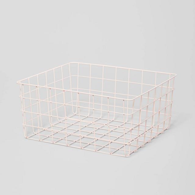 13" Rectangular Wire Decorative Basket Peach - Brightroom™