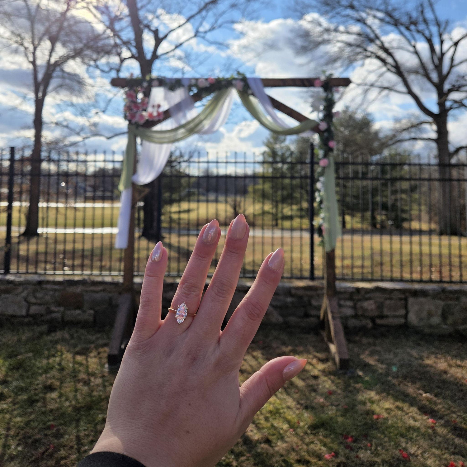 The beautiful ring and trellis that he made for me