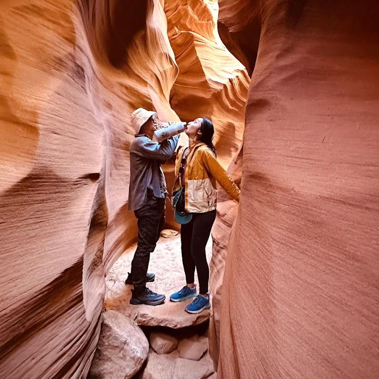 Father-daughter trip in Antelope Canyon, AZ, enroute Washington.
