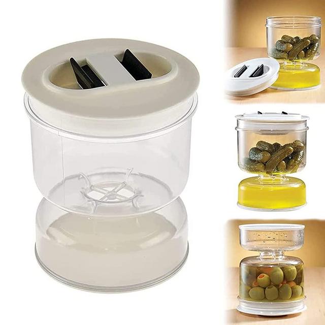 NQCT Pickle and Olive Hourglass jar, Pickle Flip Jar Separated from Wet and Dry, Pickle Jar with Strainer Flip, Juice Separator, for Airtight Food Storage (1PCS)