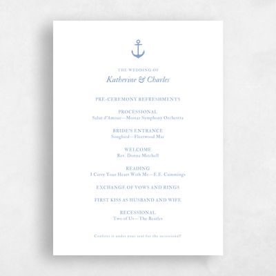 Dusty Blue Wedding Program - Providence Letterpress