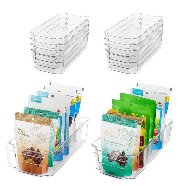 HOOJO Refrigerator Organizer Bins - 10pcs Clear Plastic Bins For Fridge, Freezer, Kitchen Cabinet, Pantry Organization and Storage, BPA Free Fridge Organizer, 12.5" Long