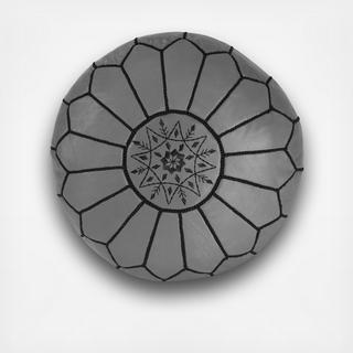 Embroidered Leather Pouf