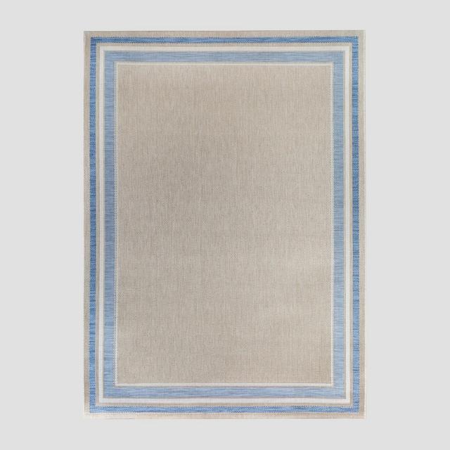 9' x 12' Tonal Border Outdoor Rug Blue - Threshold™