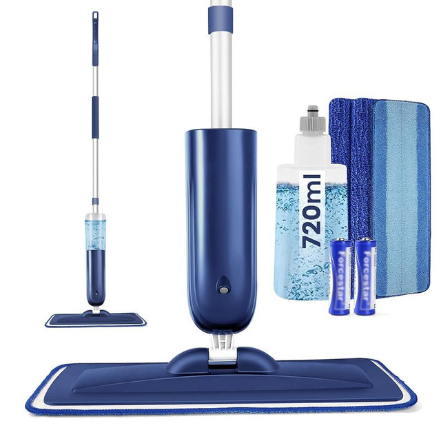 Power Mop for Floor Cleaning with 3 Washable Pads - Wet Dry Microfiber Mop with 720 ml Refillable Bottle for Kitchen Wood Floor Hardwood Laminate Ceramic Tiles Floors Dust Cleaning