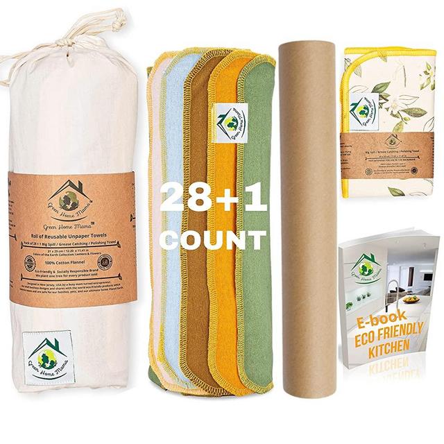 Reusable Paper Towels Washable Roll 28 Pack 11x12 in, Reusable Unpaper Towels Roll, Paperless Paper Towels Alternative, Eco Friendly Paper Towels, Cloth Paper Towels, Reusable Napkins Cloth Washable
