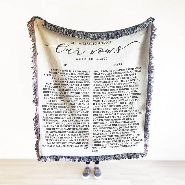 Wedding Vows Personalized Blanket, wedding gifts, vow books blanket, Vow book, gift for her, wedding, wedding decor, anniversary gift, bride
