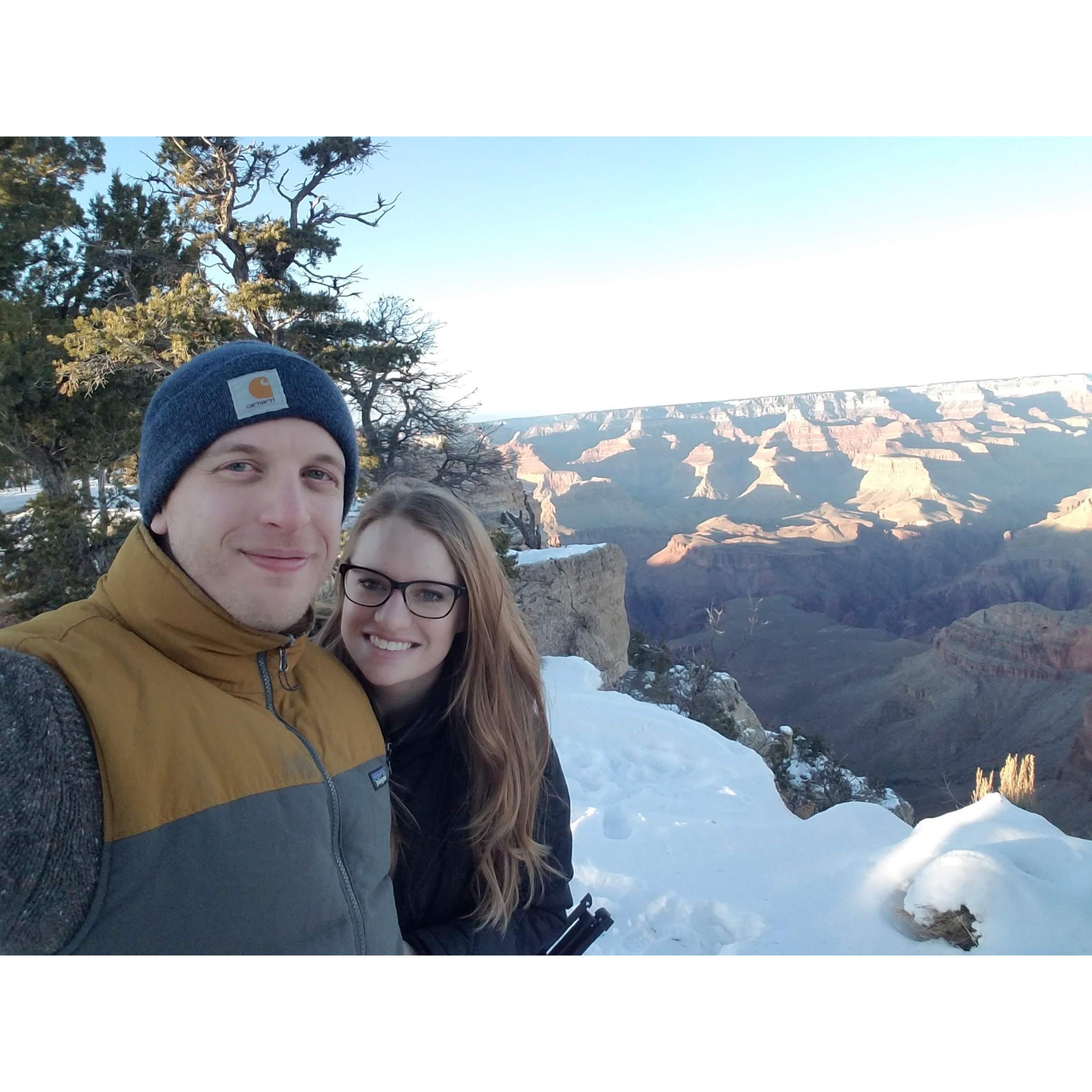 At the Grand Canyon, a few days after getting engaged