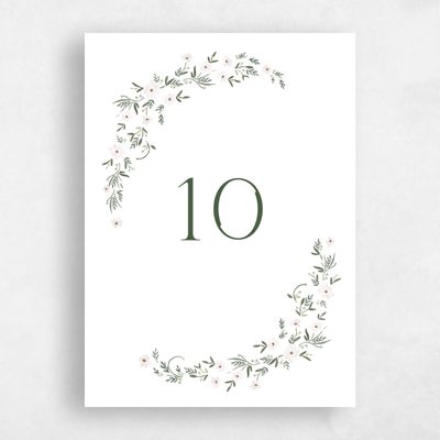 White Wedding Table Number - Lenora
