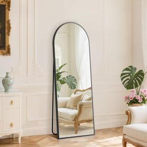 DUMOS 59"x16" Arched Full Length Mirror with Stand, Black
