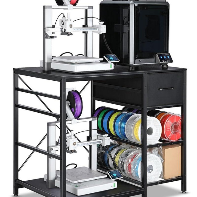 3D Printer Stand with Filaments Storage - 3D Printer Table Filament Storage Rack Heavy Duty 3D Print Desk with Drawer for Workshop Studio Office