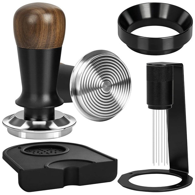 YUNGOO 51mm Espresso Accessories Kit - Includes Spring-Loaded Espresso Tamper, WDT Tool with Magnetic Stand, Dosing Funnel & Tamping Mat | Professional Espresso Tool for Home Baristas