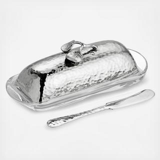 Botanical Leaf Butter Dish with Knife