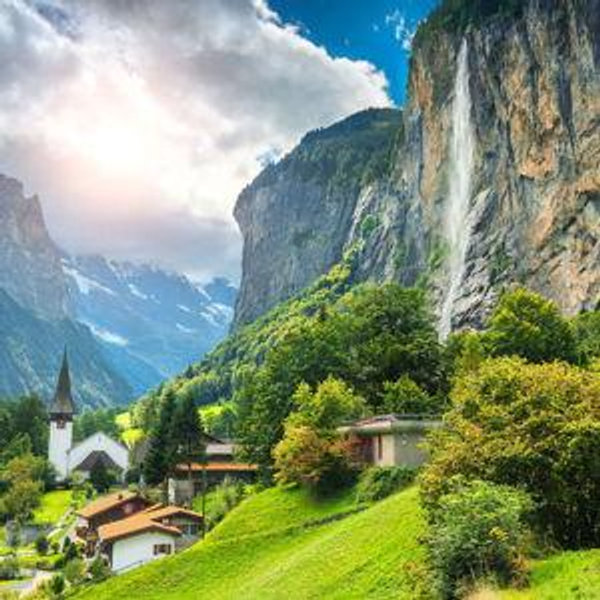Lauterbrunnen Waterfall Valley Day