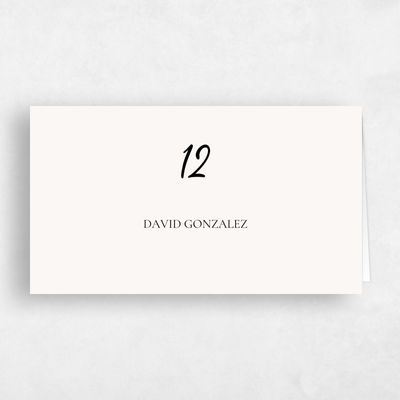 White Typography Wedding Place Card - Santorini