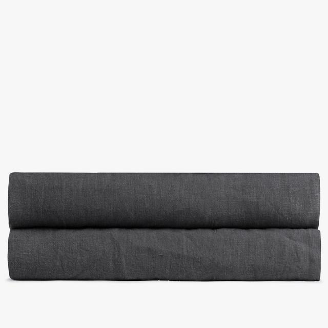 Linen Fitted Sheet in Coal (King)