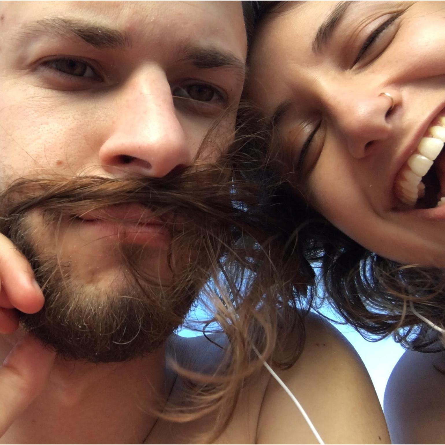 Evan rocking a new 'stache on the beach