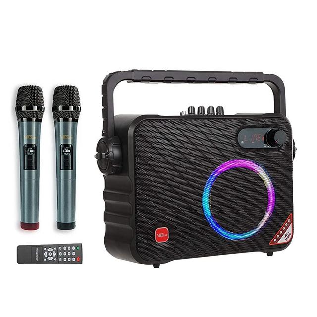 Karaoke Machine, Bluetooth Karaoke System with 2 Wireless Mics, LED Lights, Ideal for Home, Party, Wedding, Picnic Outdoors Indoors Activities
